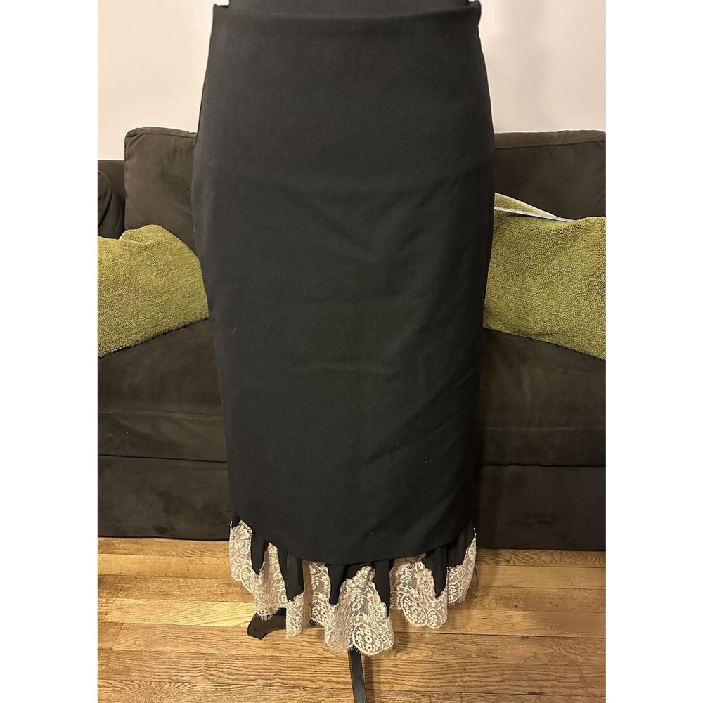 ZARA FW25 New Woman Midi Combined Lace Pencil Skirt Black XS 5344/103